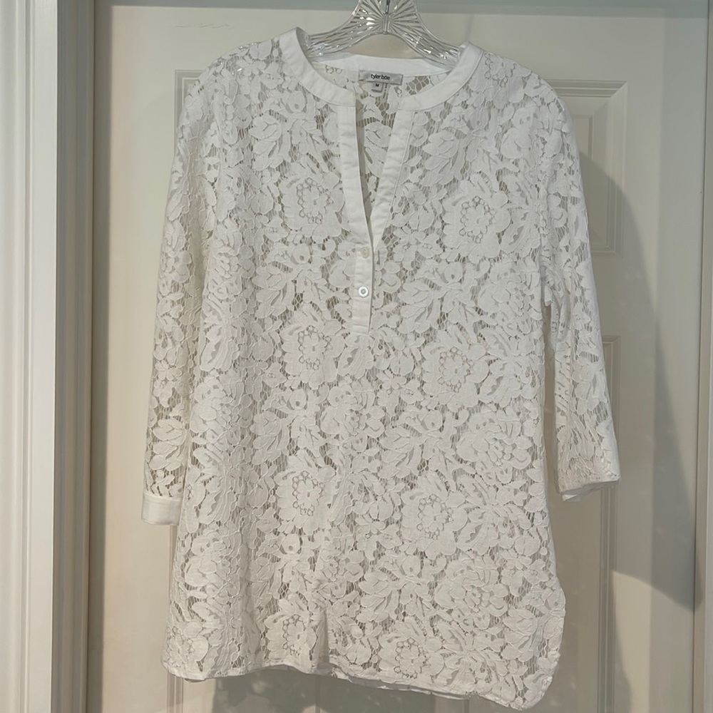 Tyler Boe White Lace Tunic Size Medium